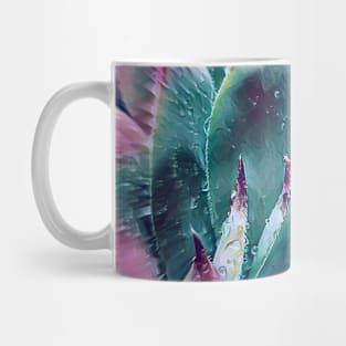 Focal zoom illustration of purple blue houseleek flower plant Mug